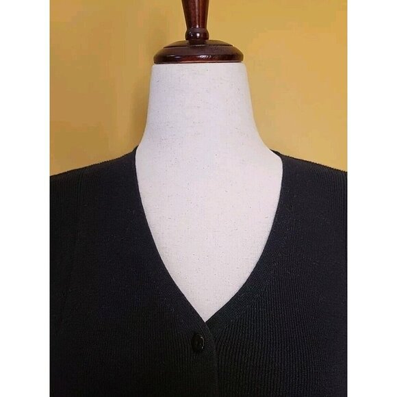 Bice Womens Black Cardigan V Neck Sweater Large Ramie Cotton - Picture 4 of 12